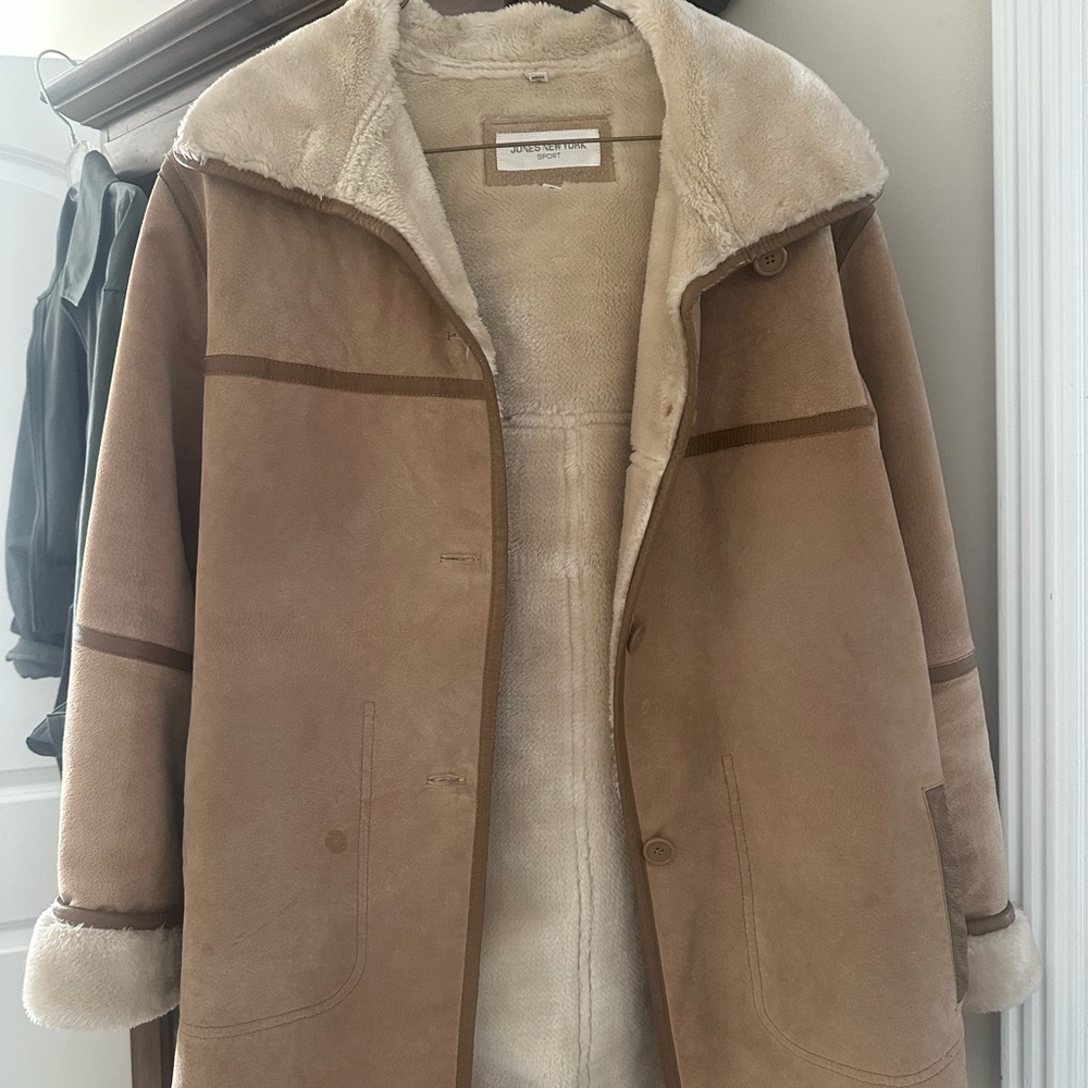 Jones New York Cream Shearling Jacket